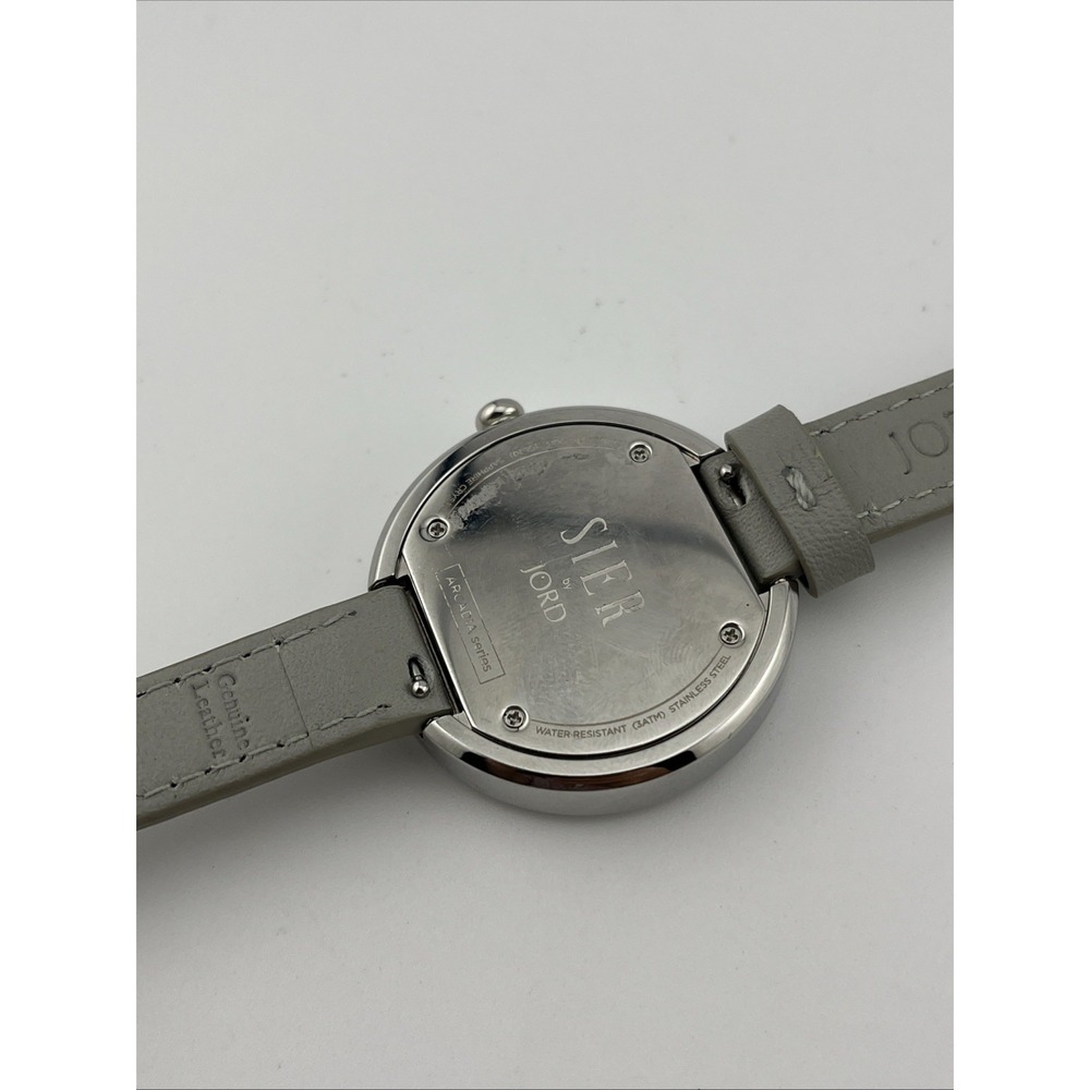 Sier By Jord Arcadia Marble‎ Dial Women 38mm Case Gray Leather Band- New Battery - Picture 8 of 9